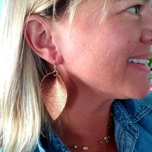 Devotionaluxe Bronze Leather Earrings New!